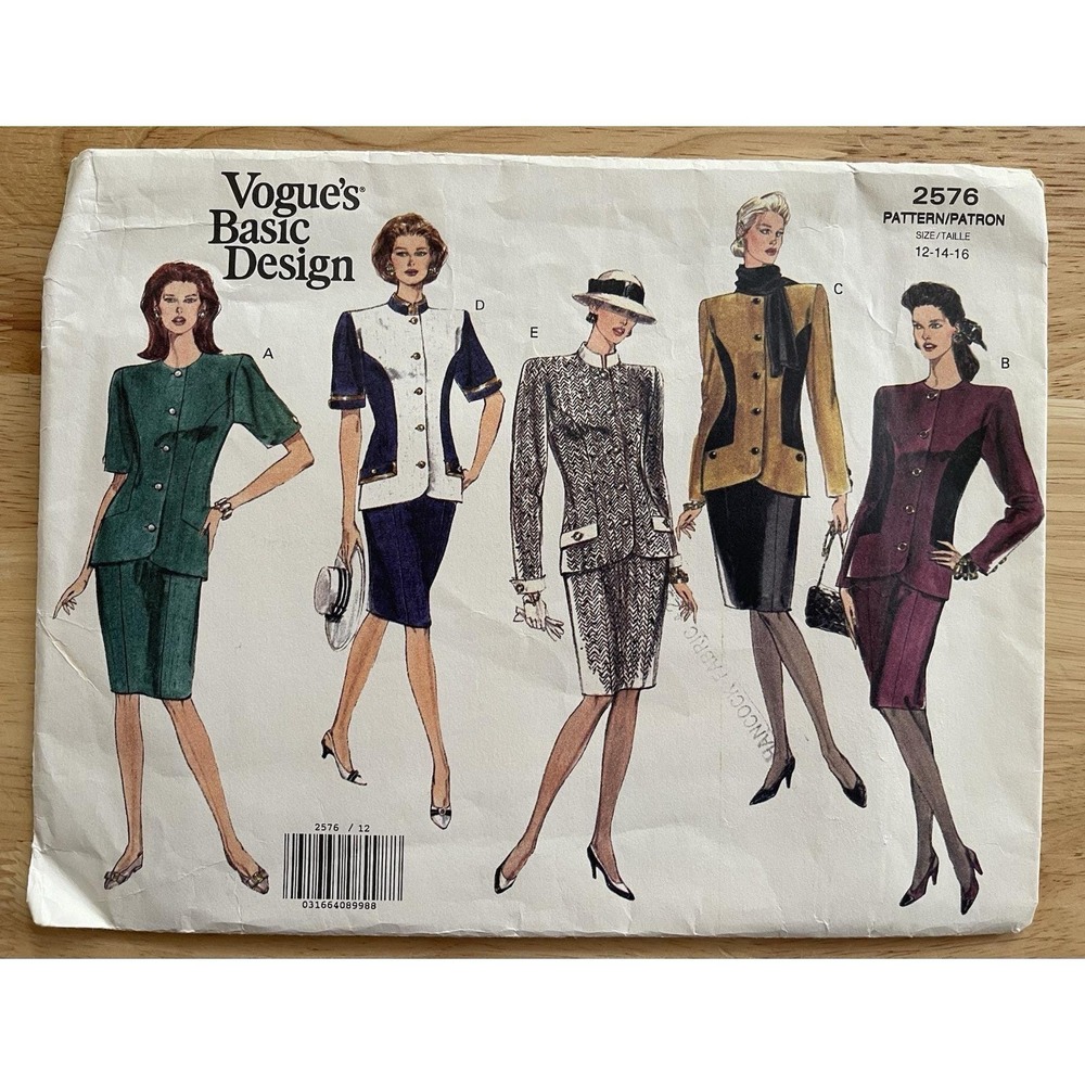 Vogue's Basic Design Pattern 2576 Misses'‎ Top, Skirt & Scarf Size 12 14 16